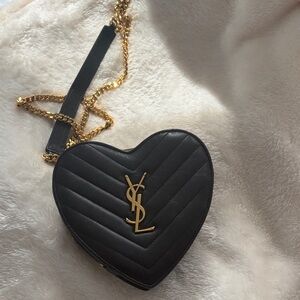 RARE Yves Saint Laurent Heart Chevron Leather Mini Bag